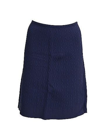 Alaïa Alaïa Textured Knee Length Skirt in Blue Viscose (view 1)