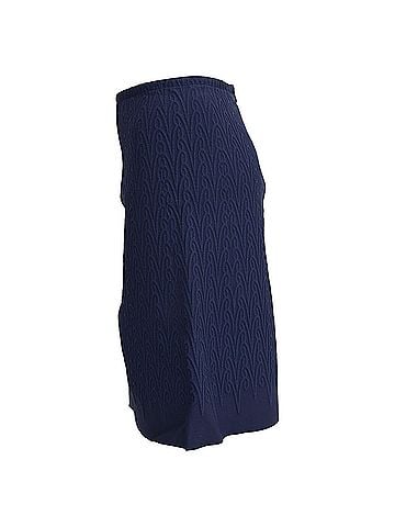 Alaïa Alaïa Textured Knee Length Skirt in Blue Viscose (view 2)