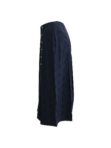 Chloé Chloé Patterned Pleated Midi Skirt in Navy Blue Silk (view 2)
