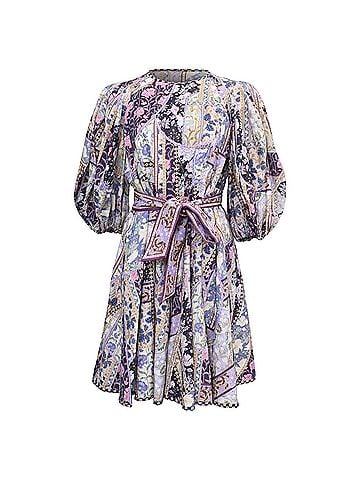 Zimmermann  Zimmermann Celestial Floral-Print Mini Dress in Multicolor Linen (view 1)