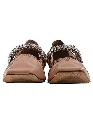 Jimmy Choo  Jimmy Choo Gai Crystal-Embellished Ballet Flats in Brown Leather  (view 2)