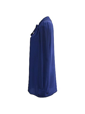 Chloé Chloé Tie-Front Long Sleeve Blouse in Blue Silk (view 2)