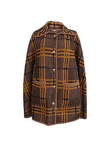 Gucci Gucci Love Parade Reversible Jacquard Cape in Brown Wool (view 1)