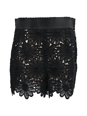 Dolce & Gabbana Dolce & Gabbana Floral Lace Detailed Shorts in Black Cotton (view 1)