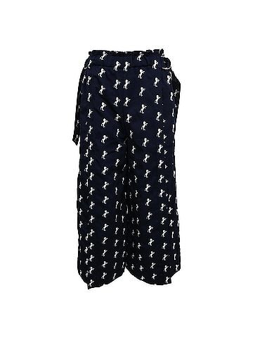 Chloé Chloé Horse Embroidered Wide-Leg Trousers in Navy Blue Cotton (view 1)