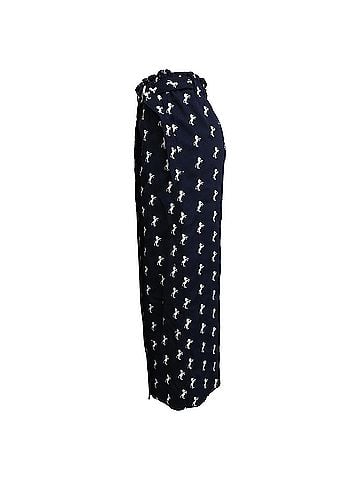 Chloé Chloé Horse Embroidered Wide-Leg Trousers in Navy Blue Cotton (view 2)