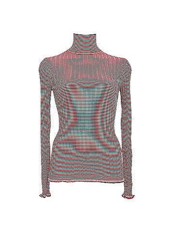 Victoria Beckham  Victoria Beckham Striped Turtleneck Sweater in Multicolor Viscose  (view 1)