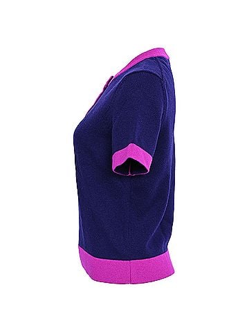 Chanel Chanel Bicolor Short Sleeve Cardigan in Navy Blue Cashmere (view 2)