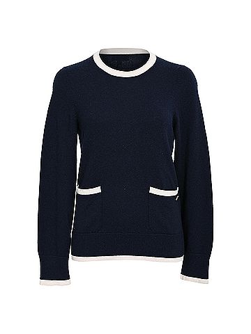 Chanel Chanel CC Knitted Button-Embellished Sweater in Navy Blue Cashmere (view 1)