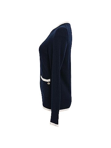 Chanel Chanel CC Knitted Button-Embellished Sweater in Navy Blue Cashmere (view 2)