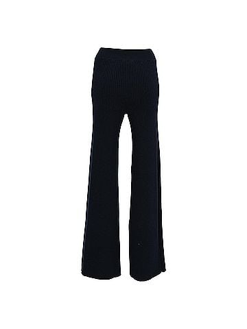 Chloé Chloé Ribbed Flared Pants in Navy Blue Wool (view 1)