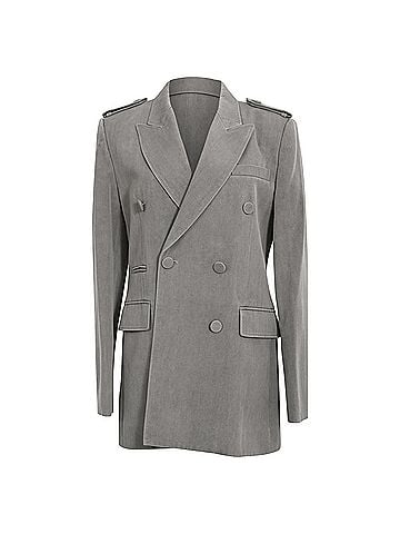 Chloé Chloé Double-Breasted Blazer in Grey Wool (view 1)
