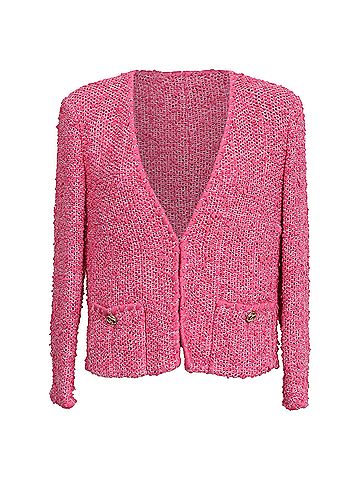 Chanel Chanel 2021 Tweed Pattern Jacket in Pink Cotton (view 1)