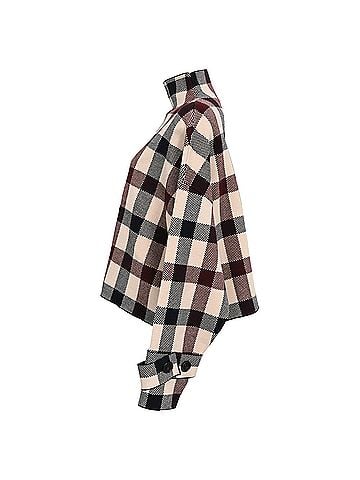 Victoria Beckham Victoria Victoria Beckham Cropped Plaid Funnel-Neck Jacquard Sweater in Multicolor Viscose (view 2)