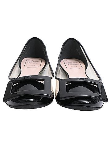 Roger Vivier  Roger Vivier Buckle Accent Ballet Flats in Black PVC (view 2)