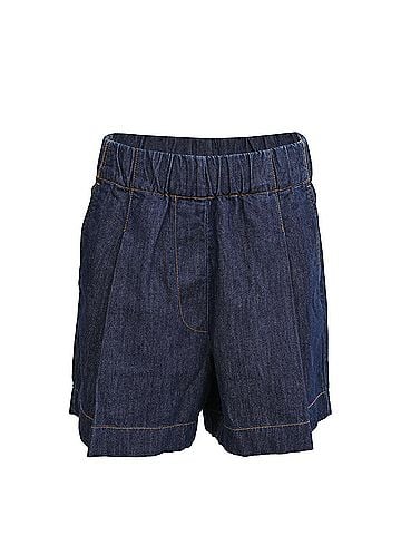 Dries Van Noten Dries Van Noten Pila Elastic Waistband Shorts In Navy Blue Denim (view 1)