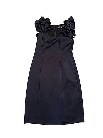 Donna Ricco Navy Ruffle-Sleeve Sheath Dress Casual Dress (view 2)
