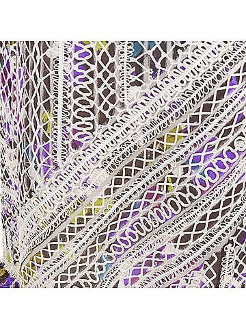 Oscar De La Renta OSCAR DE LA RENTA Runway purple white silk embroidery anglais fringe dress US6 M (view 2)
