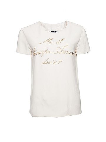 Moschino Moschino Couture, Cream-colored top with gold text. (view 1)