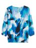 East 5th 100% Polyester Floral Blue Black 3/4 Sleeve Blouse Size S - photo 2