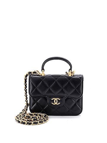 Chanel Top Handle Flap Coin Purse with Chain Quilted Lambskin (view 1)