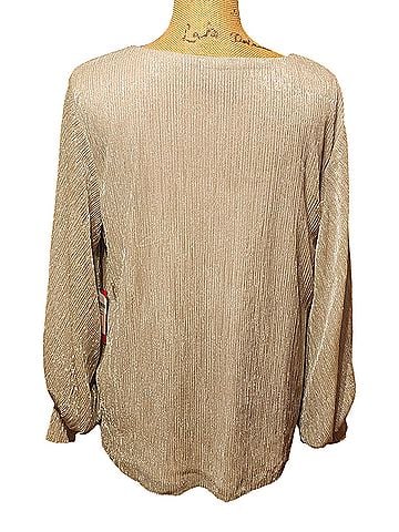Vince Camuto Vince Camuto Metallic V Neck Semi-Sheer  Long Sleeve Top (view 2)