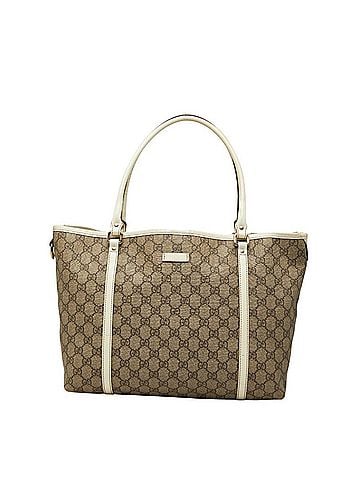 Gucci Gucci GG Supreme Tote Bag 197953 Beige White Patent Leather Women's GUCCI (view 1)