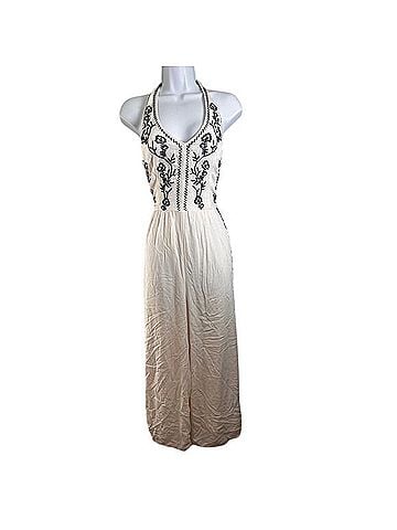 American Eagle Shoes Embroidered Halter Jumpsuit Jumpsuit (view 1)