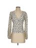 Commense 100% Polyester Floral White Black Long Sleeve Blouse Size S - photo 1