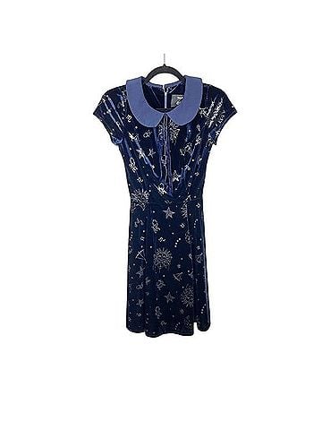 ModCloth Collectif Blue Velvet Astrology Casual Dress (view 1)