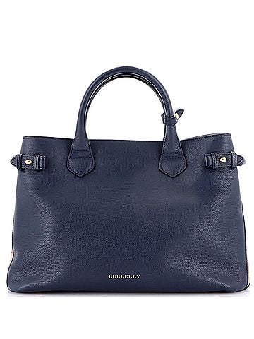 Burberry Banner Tote Leather and House Check Canvas Medium (view 1)