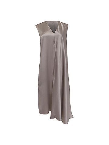 Joseph  Joseph Carrol V-Neck Midi Dress in Grey Silk (view 1)