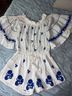 Anthropologie 100% Cotton Floral White Blue Romper Size M - photo 4