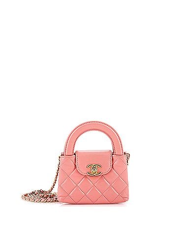 Chanel Kelly Top Handle Shopping Bag Quilted Shiny Aged Calfskin Nano (view 1)
