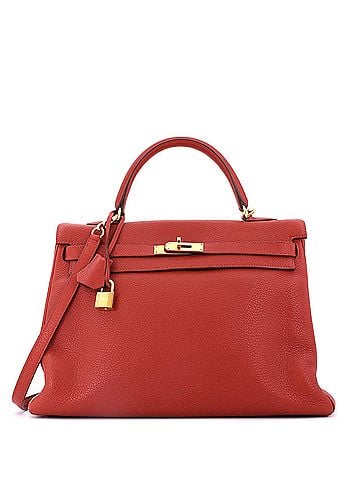 Hermès Kelly Handbag Brown Clemence with Gold Hardware 35 (view 1)