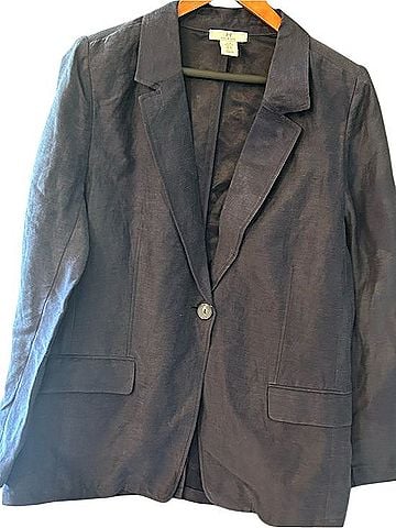 H By Halston Navy Shirt Jacket Blazer (view 1)