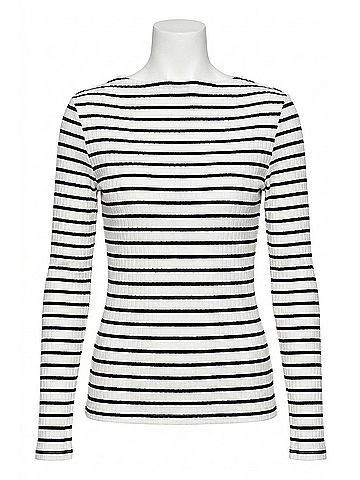 Sanctuary Boatneck Long Sleeve T-Shirt in Chalk/Black Stripe (view 1)