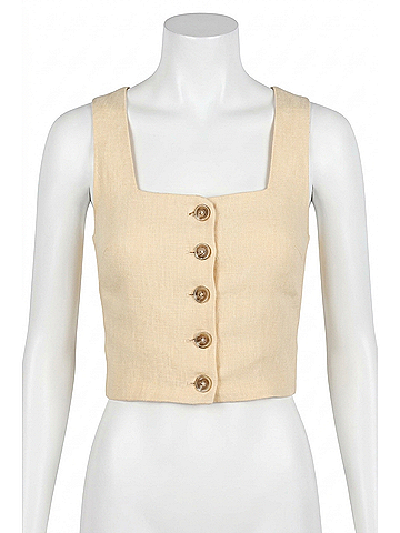 DL1961 Lizzie Top Cropped Wheat Linen in Wheat (view 1)