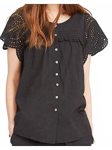 Hatch Pilar Short Sleeve Top in Black (view 2)