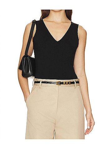 Commando Neoprene Deep V-Neck Bodysuit in Black (view 2)