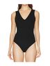Commando Solid Black Neoprene Deep V-Neck Bodysuit in Black Size XL - photo 3