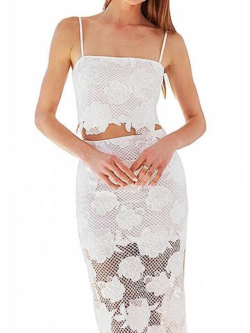 Generation Love Norrma Flower Mesh Camisole Top in White (view 2)