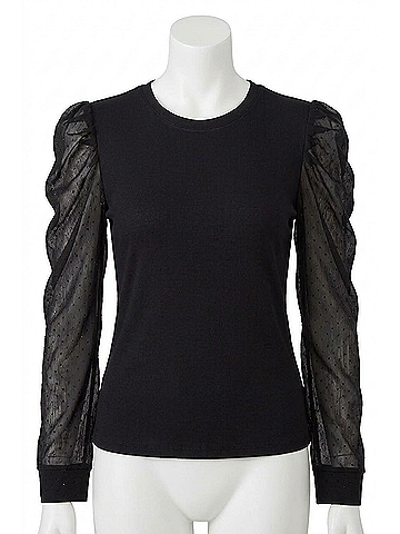 Generation Love Quinn Rhinestone Puff-Sleeve Top in Black (view 1)