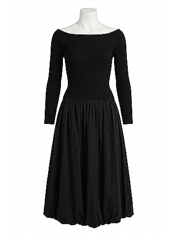 Lucy Paris Ots Knit Long Sleeve Top in Black (view 1)
