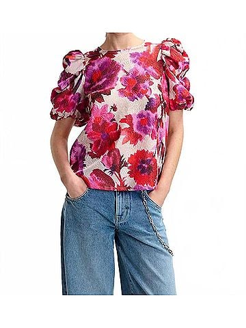 Essentiel Antwerp Henrietta Puffy Sleeve Top in Off White (view 2)