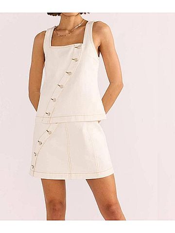 Minkpink Tabitha Wave Button Top in White (view 2)