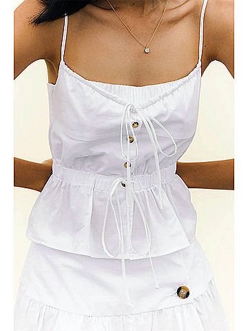 Ciao Lucia Battista Buttons Down Top in White (view 2)