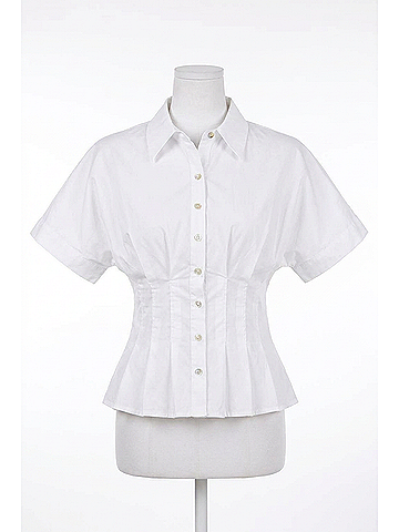 Pinch Tucked-Detail Blouse in Off White (view 1)