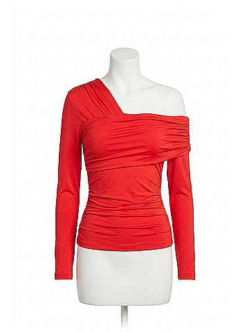 Susana Monaco One Arm Off Shoulder Gathered Top in Perfect Red (view 1)