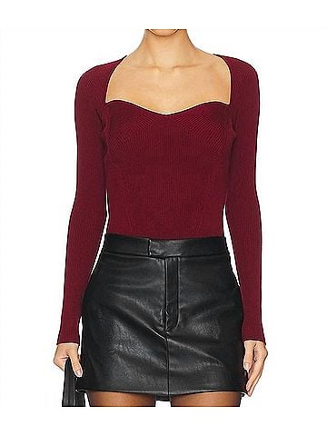 Jonathan Simkhai Giuliana Sweetheart Top in Oxblood (view 2)